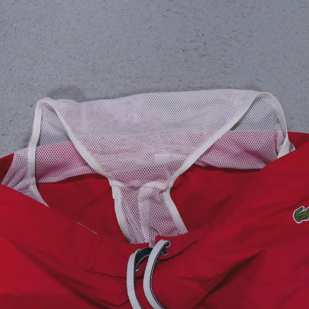 Lacoste Swim Trunks Mens Small Red Spell Out Board Shorts Inseam Surf Logo